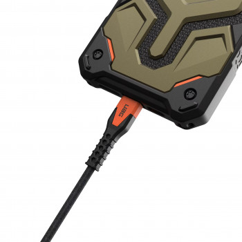 Urban Armor Gear Robustes Kevlar USB-C-auf-USB-C-Kabel, 140 W, 1,5 m, Schwarz/Orange