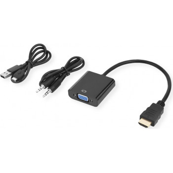 Secomp STANDARD HDMI-auf-VGA- + Audio-Adapterkabel, Stecker/Buchse, 0,23 m
