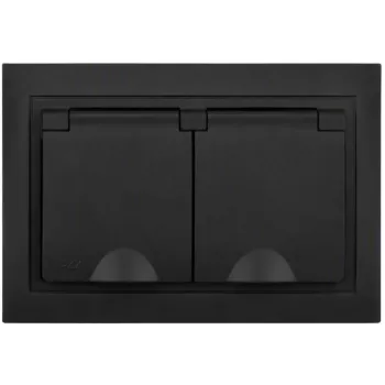 VCX WESA LC-53C Doppel-Steckdose mit Klappe und Erdung, Schwarz