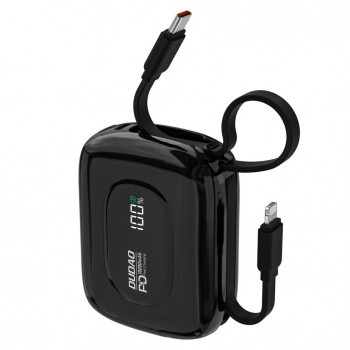 Dudao K32 Powerbank 22,5 W 10000 mAh mit integriertem USB-C-/Lightning-Kabel – Schwarz
