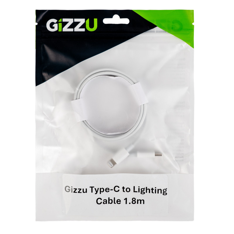 Gizzu USB-C auf Lightning Kabel, 1,8 m, 27 W PD, Weiß (GCPU2L18)
