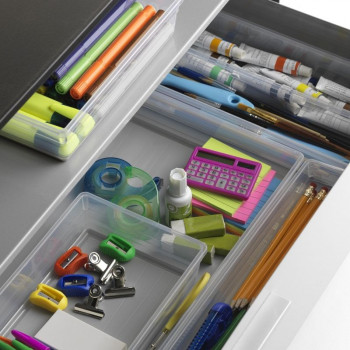 KIS Sistemo Organizer 4 Schubladen-Organizer, 30 x 7,5 x 5 cm, Transparent/Hellgrau