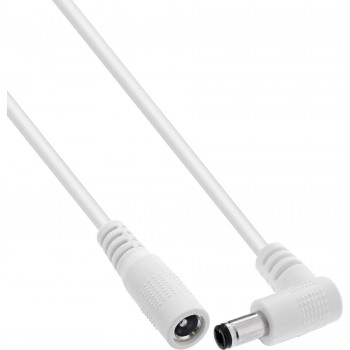 InLine® DC-Verlängerungskabel, abgewinkelter Stecker, 5,5 x 2,1 mm, weiß, 0,2 m