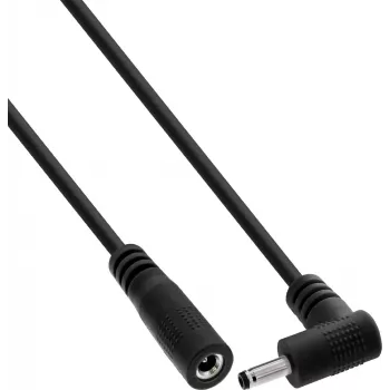 InLine® DC-Verlängerungskabel, Winkelstecker, 3,5 x 1,35 mm, schwarz, 0,2 m