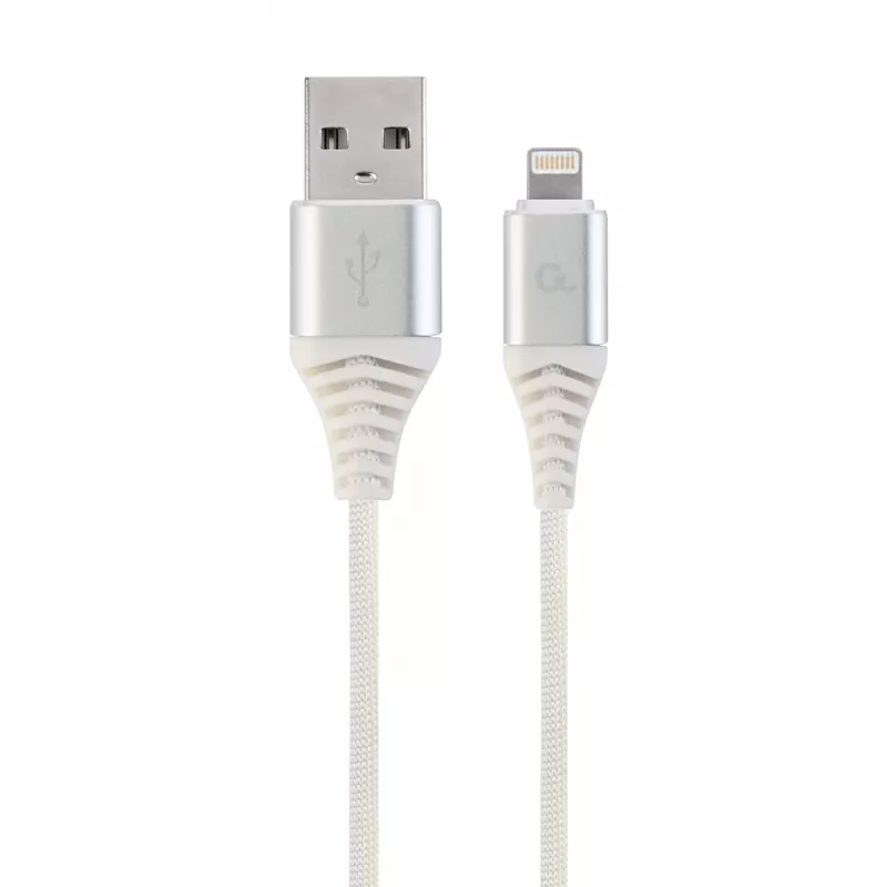 Gembird USB 2.0 auf Lightning (8-Pin) Kabel mit Textilgeflecht, 2 m, weiß