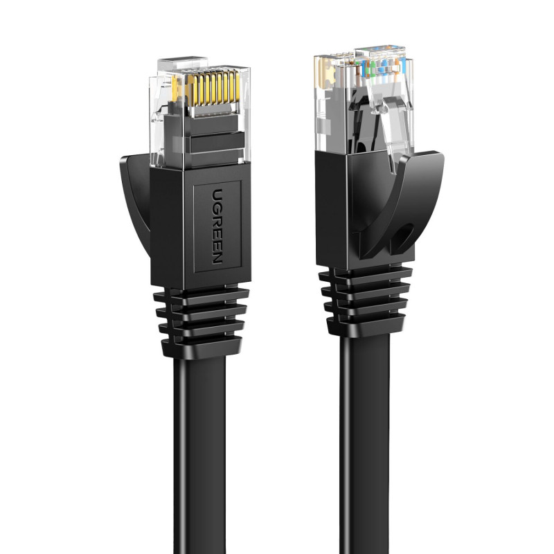 Ugreen Flaches Cat6 U/UTP Patchkabel RJ45, 0,5 m, Schwarz