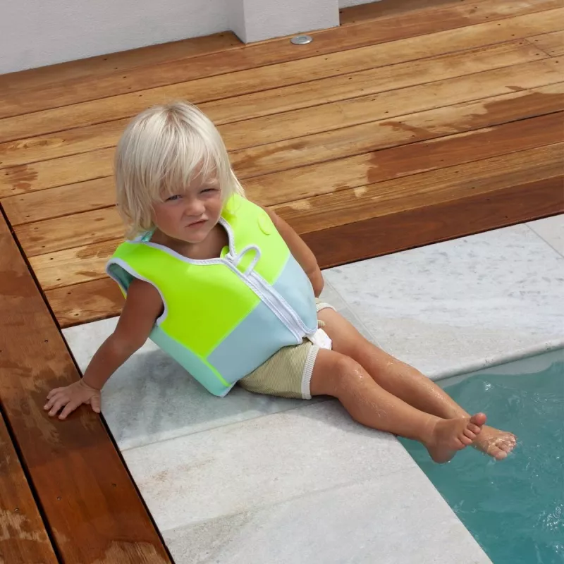 Sunnylife Schwimmweste (2-3 Jahre) – Salty the Shark Aqua Neon Yellow
