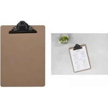 EUROPEL Speisekarten-Klemmbrett, DIN A4 quer, natur MDF, abgerundete Ecken, 1 Stück