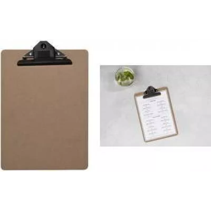EUROPEL Speisekarten-Klemmbrett, DIN A4 quer, natur MDF, abgerundete Ecken, 1 Stück