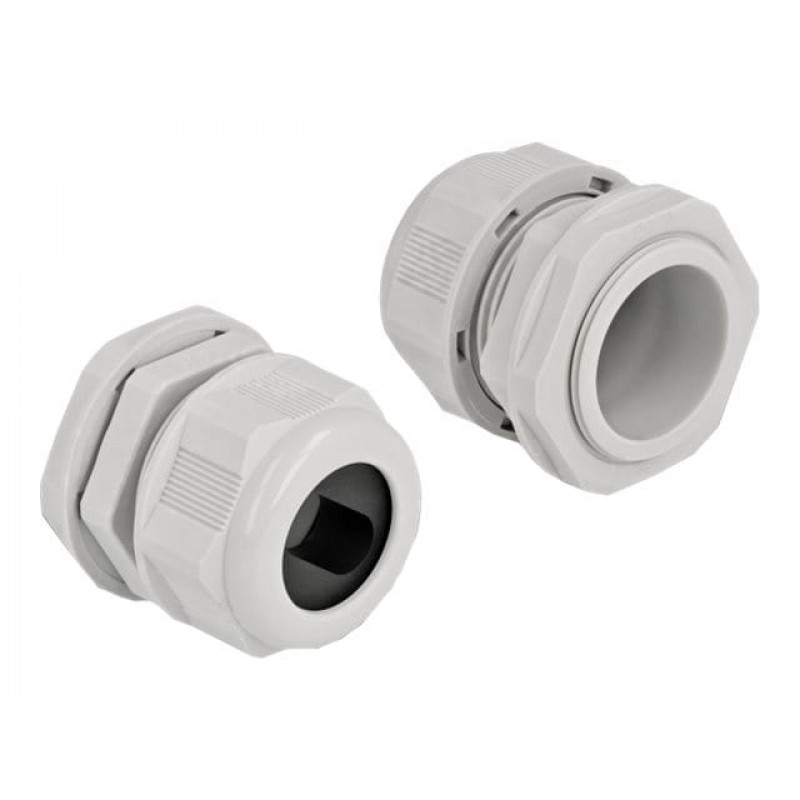 Delock Kabelverschraubung PG29 für Flachkabel grau 2 Stück