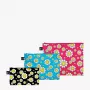 LOQI Beutel-Set – Flowers Schwarz, Aquarius, Raspberry (3 Stk.)