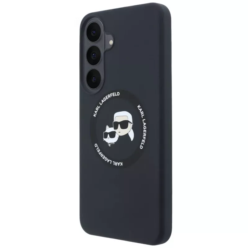 Hülle Karl Lagerfeld Silikon Karl&Choupette Heads MagSafe für Samsung Galaxy S26 FE schwarz