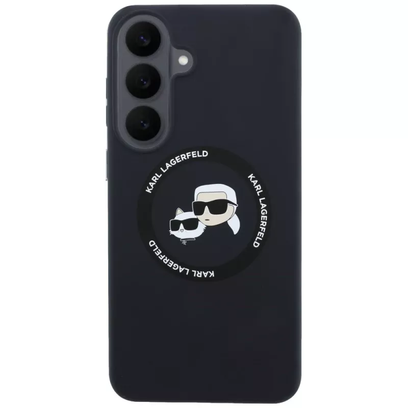 Hülle Karl Lagerfeld Silikon Karl&Choupette Heads MagSafe für Samsung Galaxy S26 FE schwarz