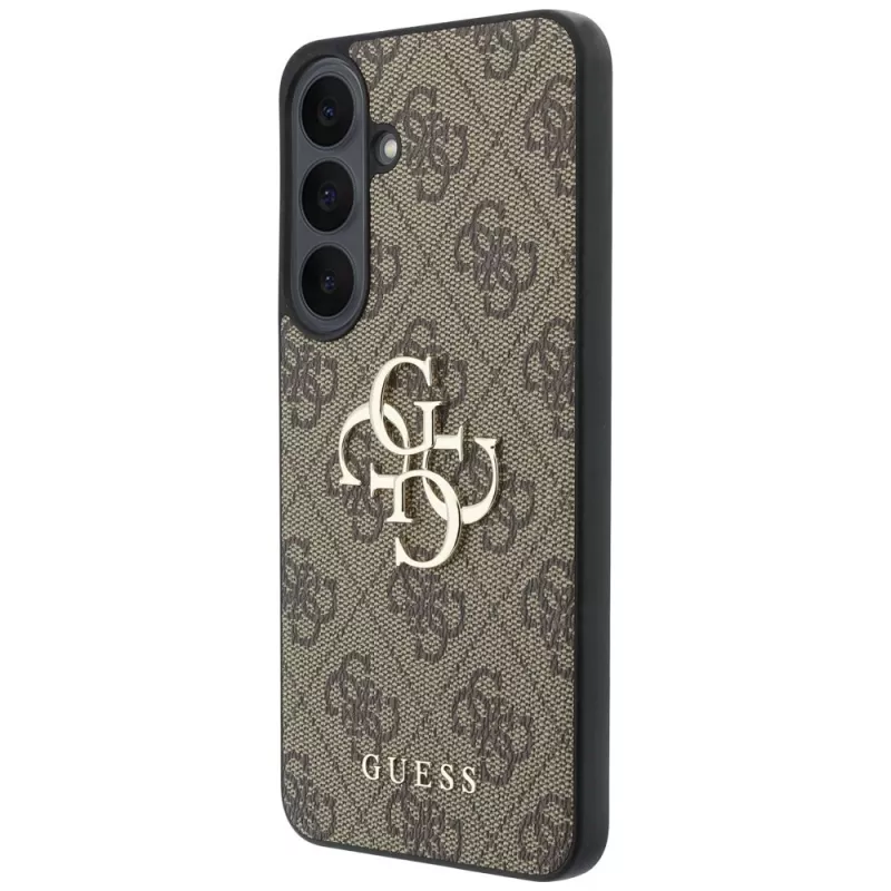 Guess Leather 4G Metal Logo Hülle für Samsung Galaxy S26 FE, Braun