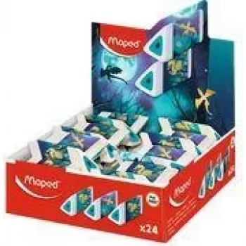 Maped Pyramide DRAGON Radiergummi aus Kunststoff, Weiß, Dreieckig, Phthalat- und PVC-frei, 24er-Display (119527)