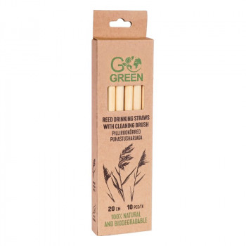 Gogreen Go Green kompostierbare Schilfhalme mit Bürste, 10 Stk.
