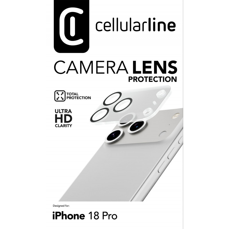 Cellularline Kameraobjektivschutz für iPhone 18 Pro, transparent