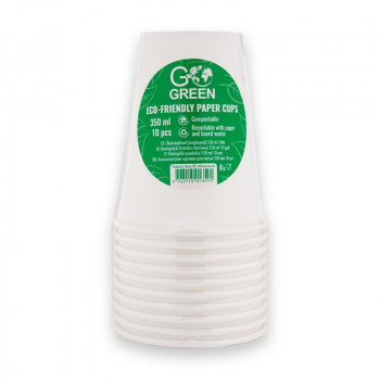 Gogreen Go Green umweltfreundliche Becher 350 ml, 10 Stück, weiß