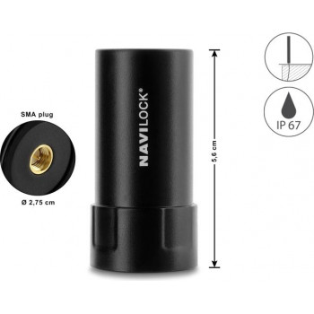 Navilock GNSS-Multiband-Antenne SMA-Stecker 35 dB aktiv Außenbereich schwarz 5,6 cm