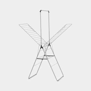 Brabantia HangOn Wäscheständer mit Kleiderbügelstange, 25 m, Metallic Grey