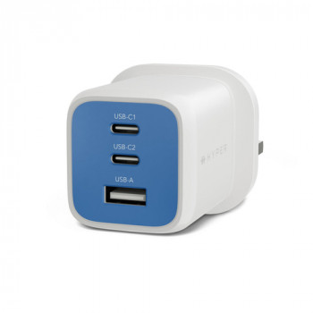 Targus HyperJuice Flex 65W GaN Ladegerät, 2x USB-C + 1x USB, Snorkel Blue (HJ1202BUEU)