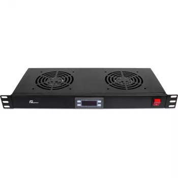 Getfort 1U Rack-Lüfterpanel mit 2 Lüftern und Thermostat (GF-FAN2TR)