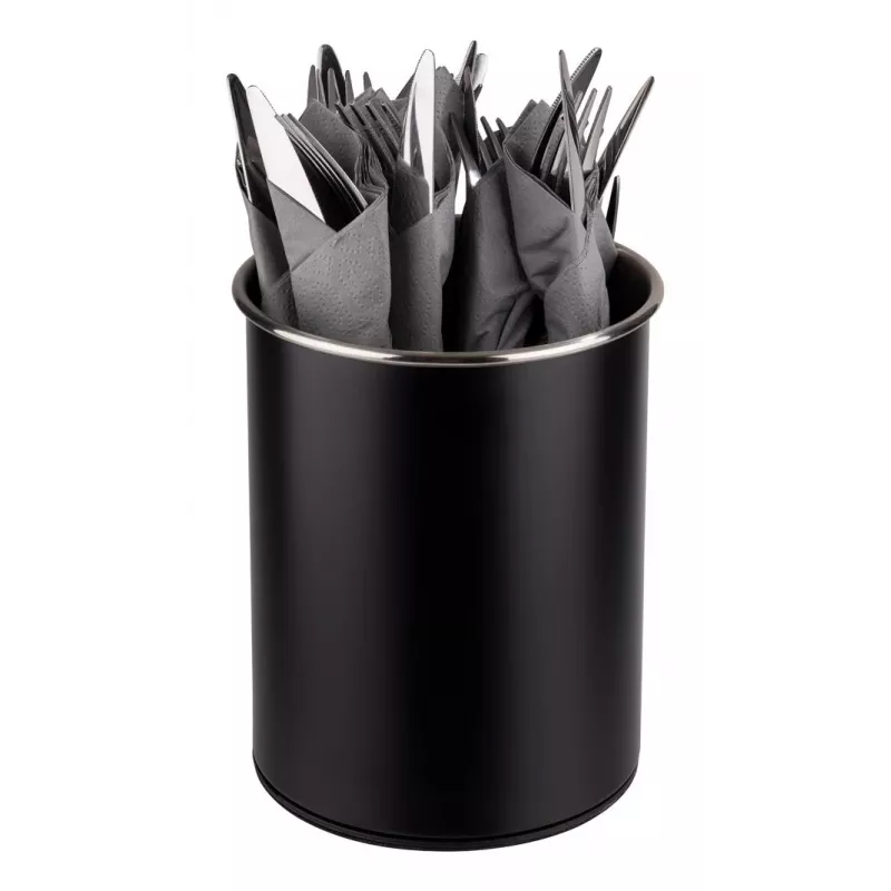 APS Drehbarer Besteckhalter, Schwarz, Edelstahl, Matte Innenfläche