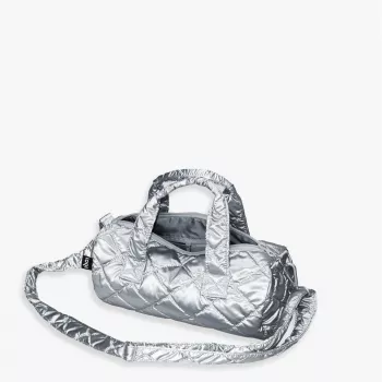 Wochentasche LOQI Metallic – Silber Puffy (medium)