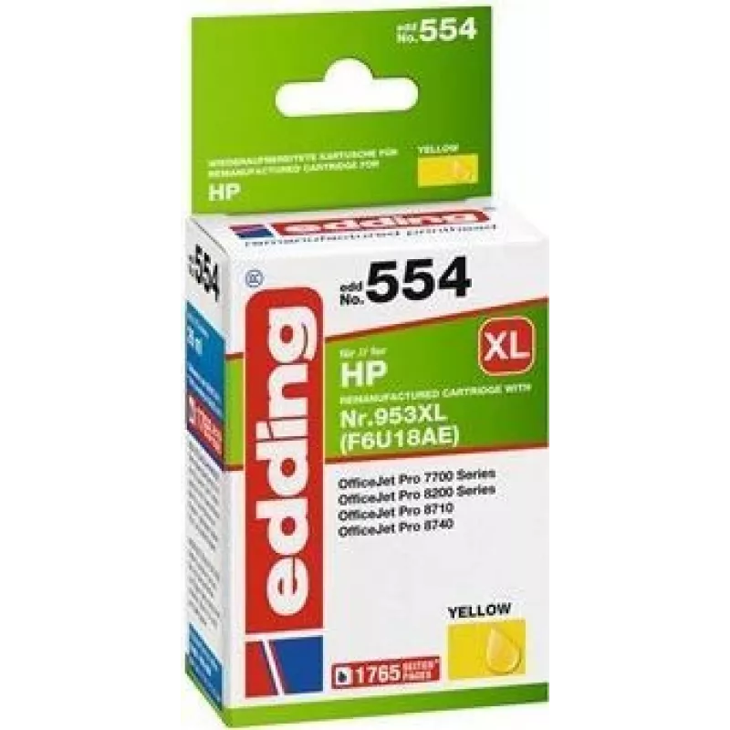 Edding EDD-554 Kompatible Tintenpatrone, Hohe Reichweite (XL), Gelb (18-554)