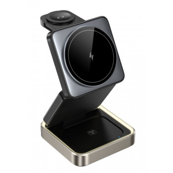 Acefast E20 3-in-1 Desktop-Wireless-Ladestation, Schwarz