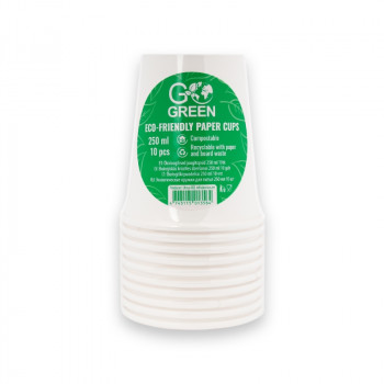 Gogreen Go Green kompostierbare Becher 250 ml, 10 Stück, weiß