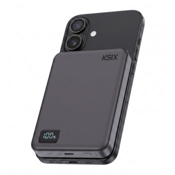 Ksix Powerbank Magslim 10000 mAh magnetisch 15W USB-C PD 20W Digitalanzeige Schwarz