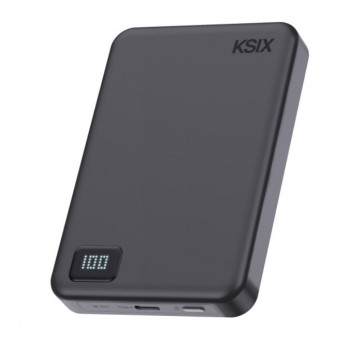 Ksix Powerbank Magslim 10000 mAh magnetisch 15W USB-C PD 20W Digitalanzeige Schwarz