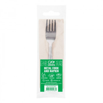 Gogreen Go Green Metallgabel- und Servietten-Set