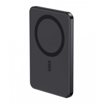 Ksix Powerbank Magslim 5000 mAh magnetisch USB-C PD 20W digitales Display Schwarz