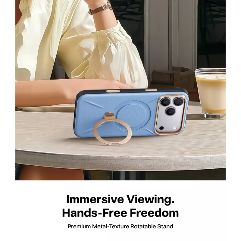 TORRAS Ostand Q3 VegSkin Hülle für iPhone 18 Pro / 17 Pro, MagSafe-kompatibel, Blau