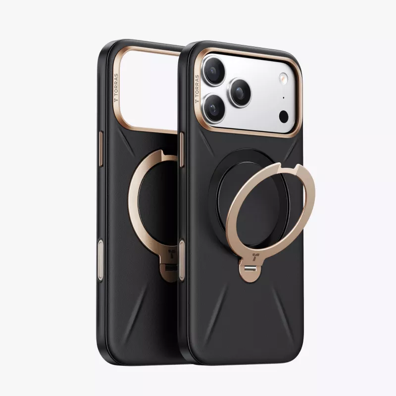 TORRAS Ostand Q3 VegSkin Hülle für iPhone 18 Pro Max / 17 Pro Max, MagSafe-kompatibel, Schwarz