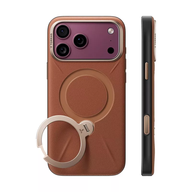 TORRAS Ostand Q3 VegSkin Hülle für iPhone 18 Pro Max / 17 Pro Max, MagSafe-kompatibel, braun