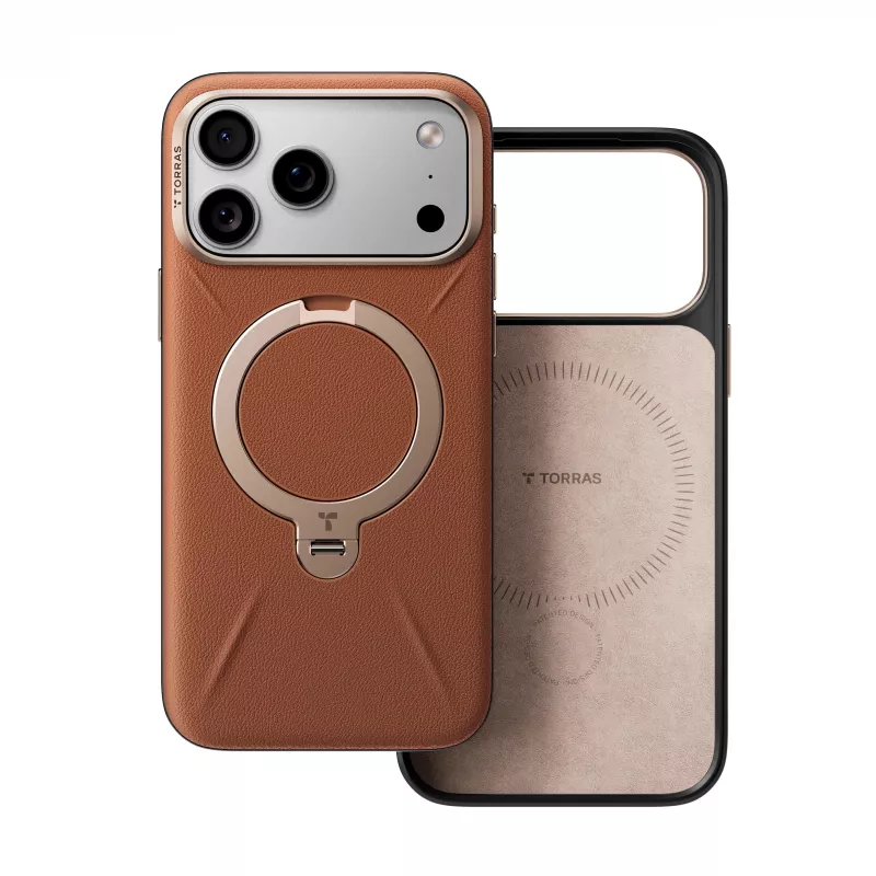 TORRAS Ostand Q3 VegSkin Hülle für iPhone 18 Pro Max / 17 Pro Max, MagSafe-kompatibel, braun