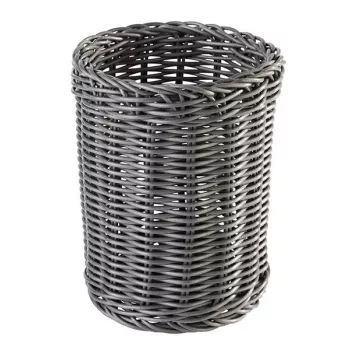 APS Besteckkorb ECONOMIC, Durchmesser: 120 mm, grau aus Polypropylen, handgeflochten, Höhe: 150 mm