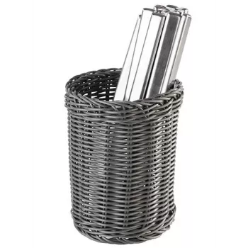 APS Besteckkorb ECONOMIC, Durchmesser: 120 mm, grau aus Polypropylen, handgeflochten, Höhe: 150 mm