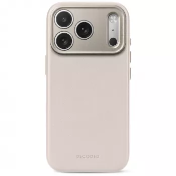 Decoded Leather Backcover – Lederhülle für iPhone 18 Pro / 17 Pro, kompatibel mit MagSafe (taupe)