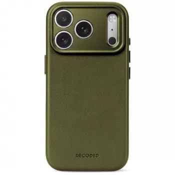 Decoded Leather Backcover – Lederhülle für iPhone 18 Pro / 17 Pro, kompatibel mit MagSafe (moosgrün)