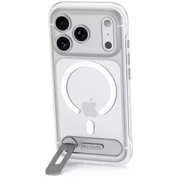 Decoded AntiMicrobial Hybrid Stand Backcover – Hülle mit Standfuß für iPhone 18 Pro / 17 Pro, kompatibel mit MagSafe (durchsichtig)