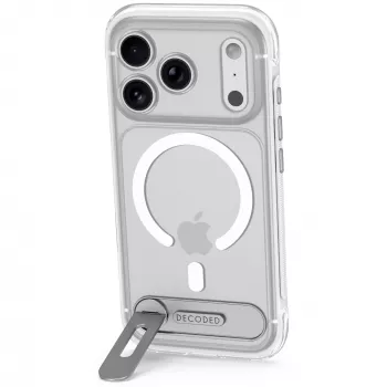 Decoded AntiMicrobial Hybrid Stand Backcover – Hülle mit Standfuß für iPhone 18 Pro / 17 Pro, kompatibel mit MagSafe (frosted white)