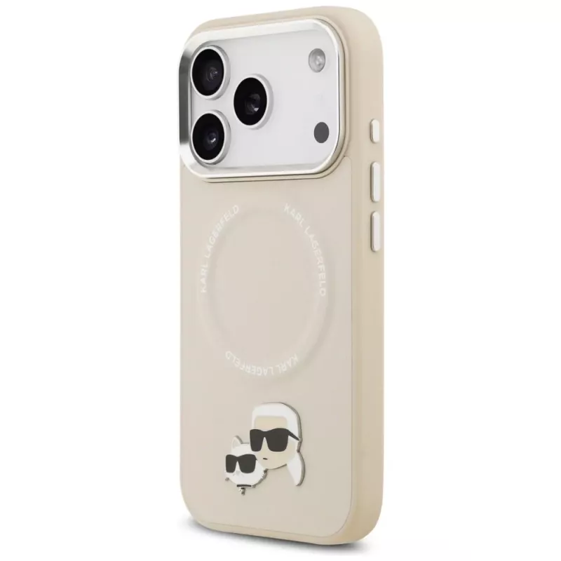Hülle Karl Lagerfeld Karl & Choupette Pins MagSafe für iPhone 17 Pro Max beige