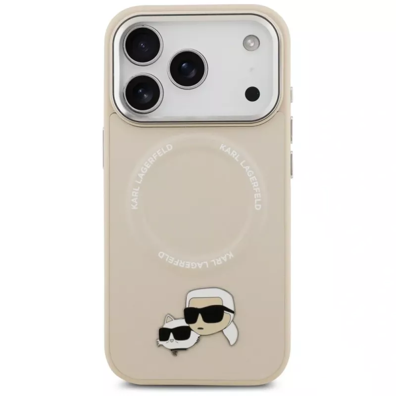 Hülle Karl Lagerfeld Karl & Choupette Pins MagSafe für iPhone 17 Pro Max beige