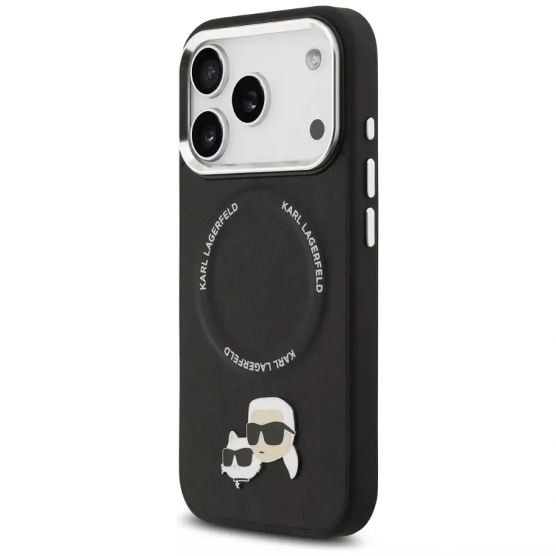 Hülle Karl Lagerfeld Karl & Choupette Pins MagSafe für iPhone 17 Pro Max schwarz