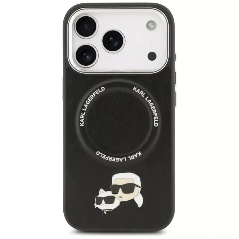 Hülle Karl Lagerfeld Karl & Choupette Pins MagSafe für iPhone 17 Pro Max schwarz