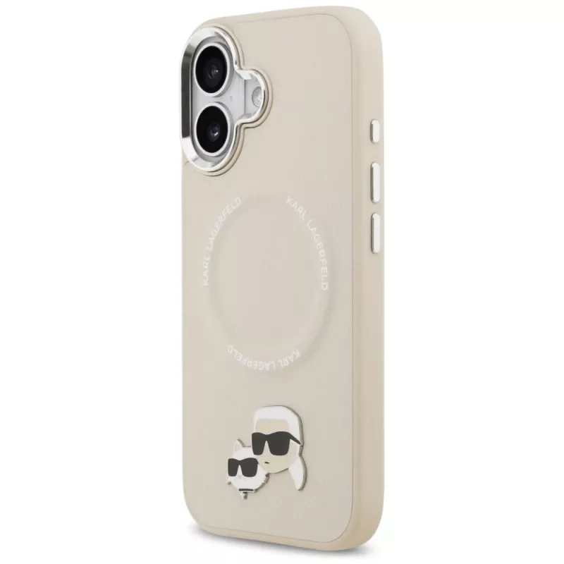 Karl Lagerfeld Karl & Choupette Pins MagSafe-Hülle für iPhone 17, Beige